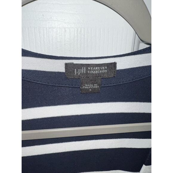 J. Jill knit Navy Blue white stripe two front pockets - size Large - Picture 3 of 6